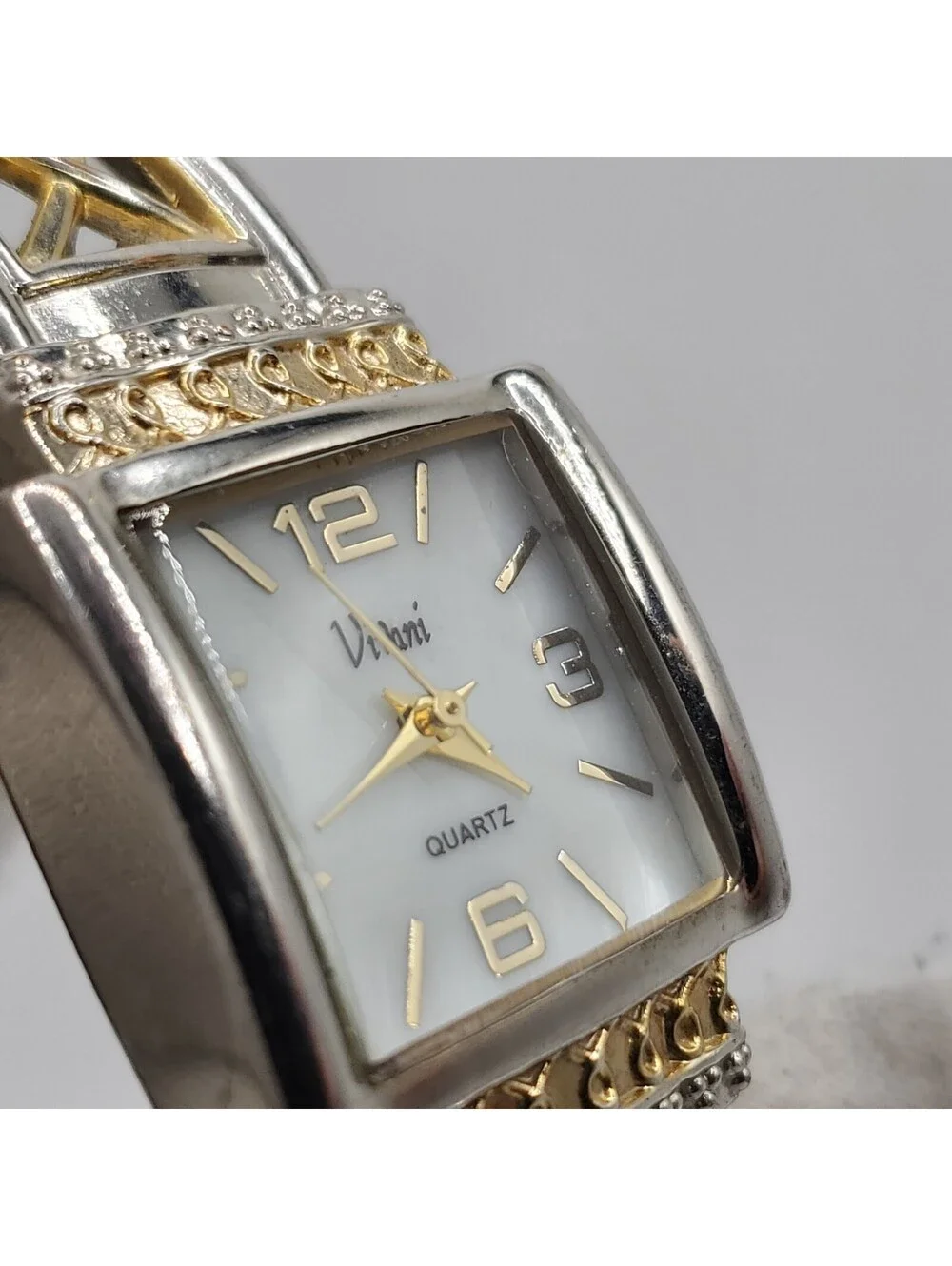 Vivani Quartz Watch Womens 25mm Two-Tone Cuff Band New Battery